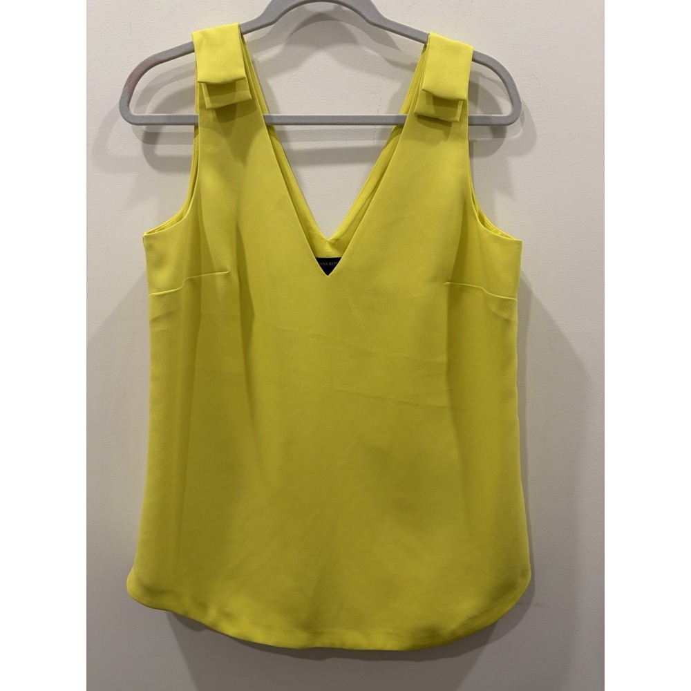 Banana Republic women Sz Med Neon fluorescent yellow green tint v-neck babydoll